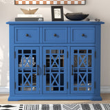 U-style Wood 35.4" Storage Cabinet with 3 Doors, 3 Drawers and Interior Shelf, Entryway Kitchen Dining Room