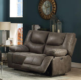 Grey Leather Reclining Loveseat