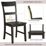 Retro Industrial Style 7-Piece Dining Table Set Extendable Table with 18” Leaf and Six Wood Chairs