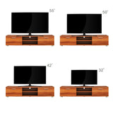 Walnut TV Stand for 70 Inch TV Stands, Media Console Entertainment Center Television Table, 2 Storage Cabinet with Open Shelves for Living Room Bedroom