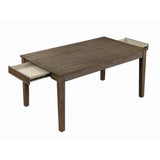Country Casual Styling 6pc Dining Set Dining Table with Drawers Bench Side Chairs Wire Brushed Brown Finish Wooden Furniture