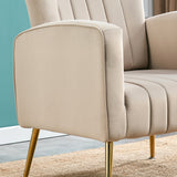 Modern Velvet Accent Chair with Arms, Wingback Reading Chair