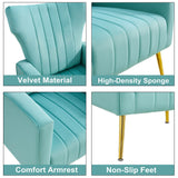 Modern Velvet Accent Chair with Arms, Wingback Reading Chair