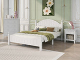 3 Pieces Traditional Concise Style White Bedroom Sets, Nightstand+Chest+Full Bed
