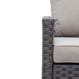 6-Piece Outdoor PE Rattan Sofa Set Patio Garden Wicker Dining and Coffee Sofa-Dark Brown