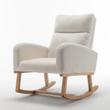 FONDHOME Modern Accent Rocking Chair, Upholstered Kids Glider Rocking Chair for Infants and Children, Teddy Material Comfort Arm Rocker, Lounge Armchair for Living Room, Beige