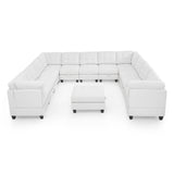 U shape Modular Sectional Sofa，DIY Combination，includes Seven Single Chair， Four Corner and One Ottoman，Ivory
