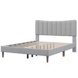 Queen Upholstered Platform Bed Frame with Vertical Channel Tufted Headboard
