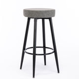 A&A Furniture,Metal Bar Stools,  Round Kitchen Counter Stools, Industrial Round Barstool, Bar Chairs, 28 Inch for Counter Pub Height Set of 2 (Gray)