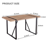 Rustic Industrial Rectangular Wood Dining Table For 4-6 Person, With 1.5" Thick Engineered Wood Tabletop and Black Metal Legs, Writing Desk For Kitchen Dining Living Room, 55.1" W x 31.4" D x 29.9" H