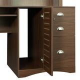 Home Office Computer Desk with Hutch -Walnut