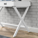 White Computer Desk with Storage, Sturdy Table for home office