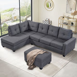 Grey Sectional Sofa Space Saving with Storage Ottoman