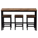 Counter Height Extra Long Dining Table Set with 3 Stools Pub Kitchen Set Side Table