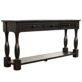 TREXM Console Table 64" Long Extra-thick Sofa Table with Drawers and Shelf for Entryway, Hallway, Living Room (Distressed Black)
