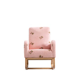 26.8"W Modern Rocking Chair for Nursery, Mid Century Accent Rocker Armchair With Side Pocket, Upholstered High Back Wooden Rocking Chair for Living Room Baby Kids Room Bedroom, Pink Boucle