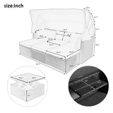 Outdoor Patio Daybed with Retractable Canopy. Wicker Furniture Sectional Seating with Washable Cushions, Backyard, Porch