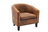 COOLMORE accent Barrel chair living room chair with nailheads and solid wood legs  Light  Coffee microfiber fabric