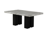 7-piece Dining Table Set with 1 Faux Marble Dining Rectangular Table and 6 Upholstered Chairs
