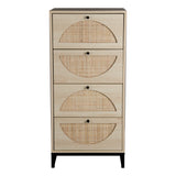 Natural rattan，Cabinet with 4 drawers，Suitable for living room, bedroom and study，Diversified storage