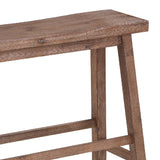 Saddle Seat Wooden Bench with Canted Frame, Oak Brown