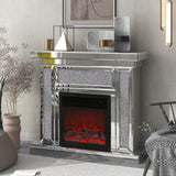 W 47" X D 12.6 "X H 41.7" Acrylic diamond mirror mantelpiece, separate mantelpiece  Built-in filling: acrylic high imitation drill, 1500 W electric heating furnace