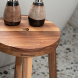 Acacia Wood Stool Round Top Chairs Best Ideas End Tables For Sofas Sub-stool for Living Room Bedside Strong Weight Capacity Upto 350 LBS, Natural Color