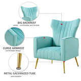 Modern Velvet Accent Chair with Arms, Wingback Reading Chair