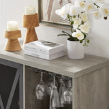 JHX Single door wine cabinet with 16 wine storage compartments (Gray, 31.50" W*13.78" D*35.43" H)