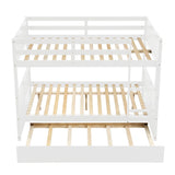 Full Over Full Bunk Bed with Trundle, Convertible to 2 Full Size Platform Bed, Full Size Bunk Bed with Ladder and Safety Rails for Kids, Teens, Adults