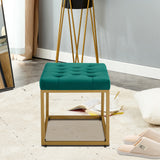 Velvet Shoe Changing Stool,Dark Green Footstool, Square Vanity Chair, Sofa stool,Makup Stool .Vanity Seat ,Rest stool. Piano Bench .Suitable for Clothes Shop,Living room, porch, fitting room Bedroom