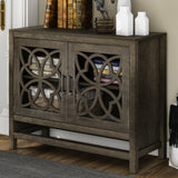 U-style Wood Storage Cabinet with Doors and Adjustable Shelf, Entryway Kitchen Dining Room, Grey