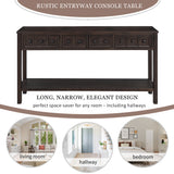 TREXM Rustic Entryway Console Table, 60" Long Sofa Table with two Different Size Drawers and Bottom Shelf for Storage (Espresso)