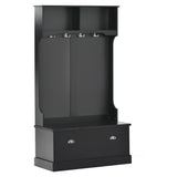 Hall Tree with 4 Hooks, Coat Hanger, Entryway Bench, Storage Bench, 3-in-1 Design, for Livingroom, Hallway (BLACK)