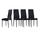 Black modern minimalist dining chair fireproof leather sprayed metal pipe diamond grid pattern restaurant home conference chair set of 4