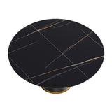 Modern artificial stone round black carbon steel base dining table