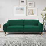 Loveseat with wood legs, Green velvet