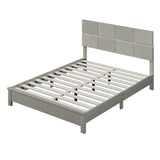 Queen Champagne Silver Platform Bed Solid Rubber Wood Frame and Legs