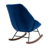 Tufted Upholstered Padded Seat Rocking Chair-Velvet Blue