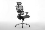 Multifunctional Mesh Office Chair - Adjustable Backrest Height, 4D Arms, Lumbar Support, Headrest and Tilt Angle - Metal Base Quiet Rubber Wheels Ergonomic High Back Computer Desk Chair (Grey)