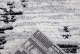 Ebony Tracks Gray and Black Polyester Area Rug 8x10