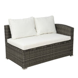 4 PCS Outdoor Cushioned PE Rattan Wicker Sectional Sofa Set Garden Patio Furniture Set Beige