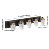 5-Lights Crystal Vanity Lights for Bathroom Lighting Fixture Black Gold Vintage Vanity Light LED Bathroom Wall Light Fixture