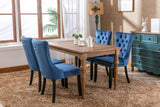 A&A Furniture,Nikki Collection Modern, High-end Tufted Solid Wood Contemporary Velvet Upholstered Dining Chair with Wood Legs Nailhead Trim  2-Pcs Set，Blue, SW8801BL
