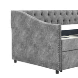 Twin Size Daybed with Drawers Upholstered Tufted Sofa Bed