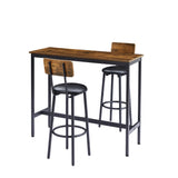 Bar Table Set with 2 Bar stools PU Soft seat with backrest (Rustic Brown,43.31’’w x 15.75’’d x 23.62’’h)