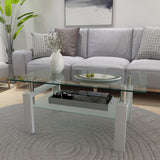 White Coffee Table, Clear Coffee Table
