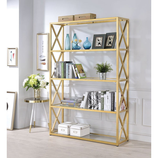Milavera Bookshelf in Gold & Clear Glass