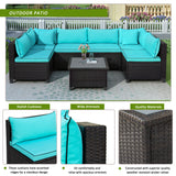 Wicker Rattan Patio Set, Sectional Outdoor Furniture Set with Cushions and Accent Pillows