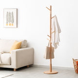 Coat Rack, Wooden Coat Rack / Hat Rack Wall Freestanding with 4/8 Hooks, Easy Assemble Coat Rack Round Base Bracket for Clothes, Hats, Accessories, for Bedroom, Office, Hallway, Entrance